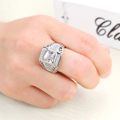 Crystal & Cubic Zirconia Openwork Bezel Cushion-Cut Ring