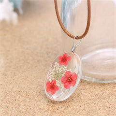Red Peach Blossom Pendant Necklace