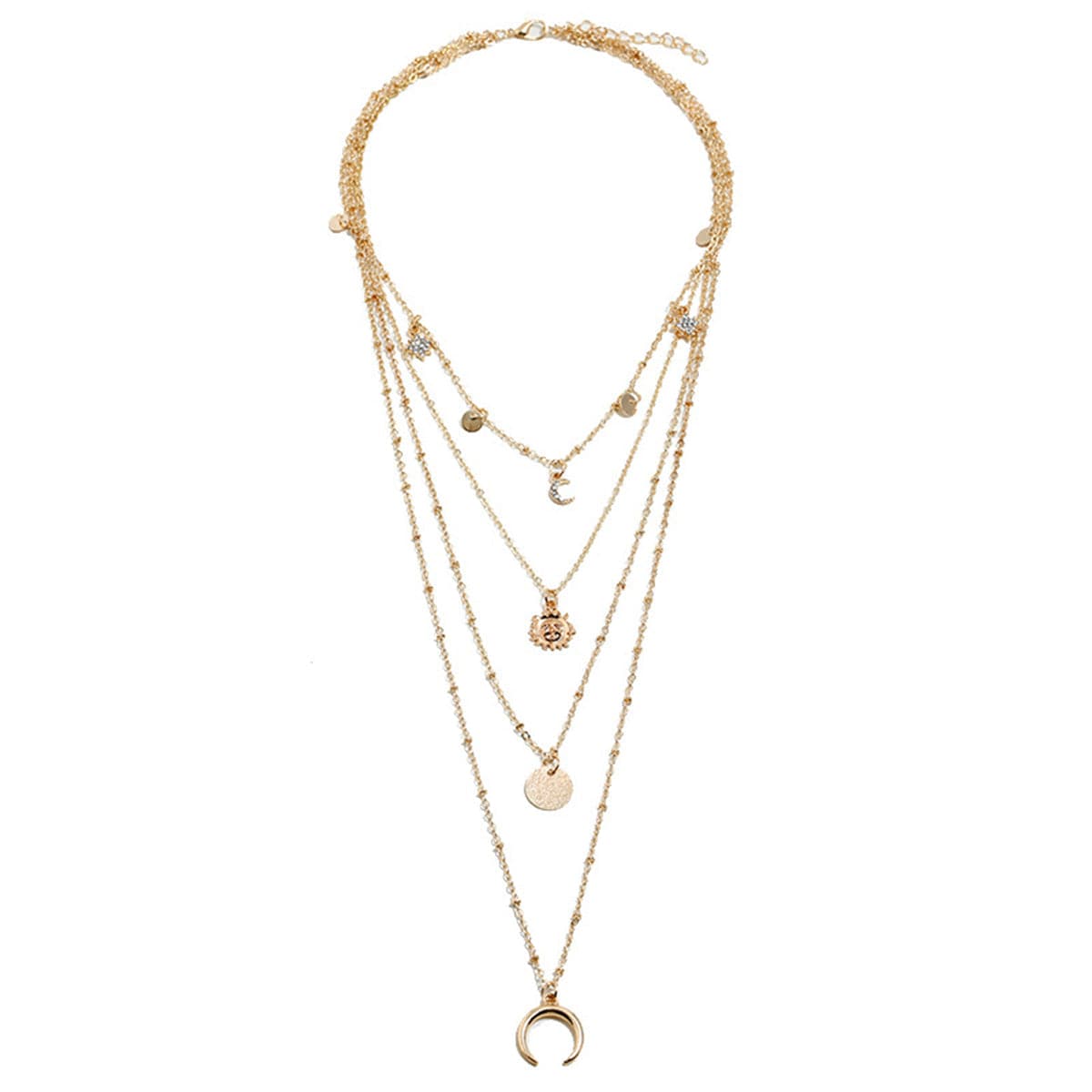 Cubic Zirconia & 18K Gold-Plated Celestial Layered Necklace