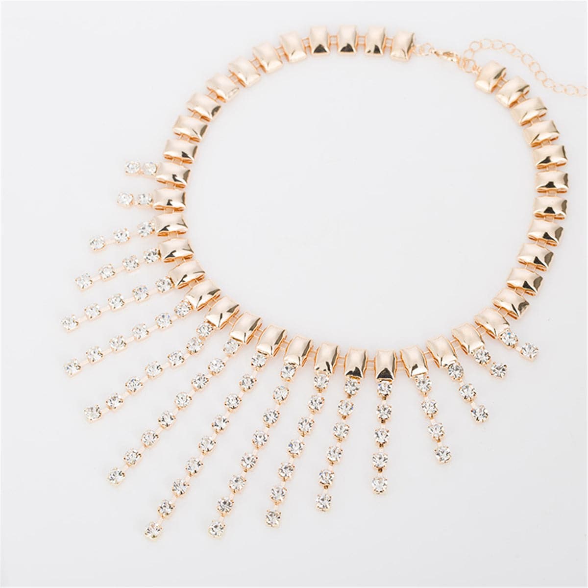 Cubic Zirconia & 18K Gold-Plated Tassel Statement Necklace
