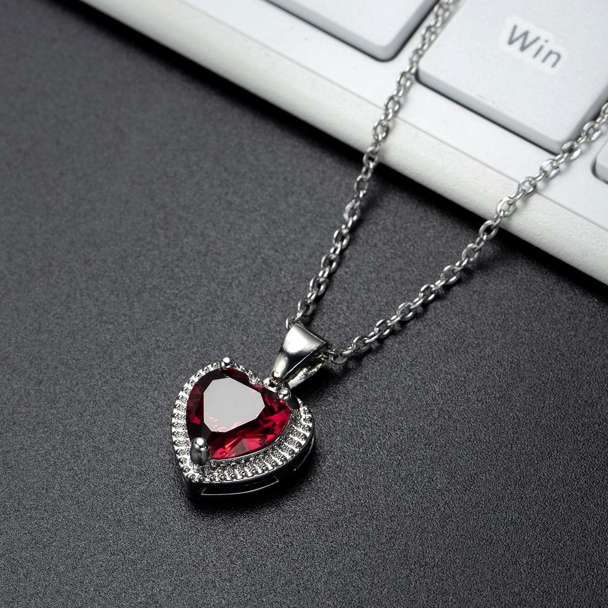 Rose Crystal & Silver-Plated Heart Halo Pendant Necklace