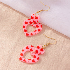 Light Pink Acrylic & 18K Gold-Plated Heart Earrings