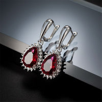 Green Crystal & Silver-Plated Pear-Cut Drop Earrings