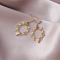 Crystal & Cubic Zirconia Goldtone Heart Flower Drop Earrings