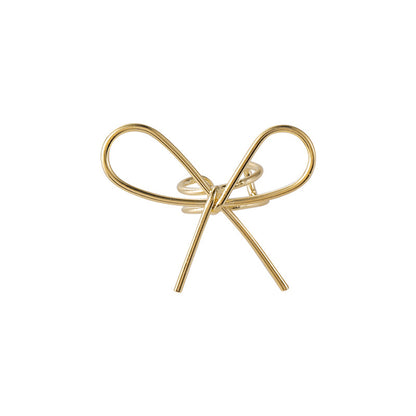 18K Gold-Plated Bow Ear Cuff, gold stud earrings for women, vintage-inspired design, side view