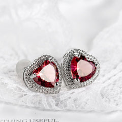 Rose Crystal & Silver-Plated Heart Halo Stud Earrings