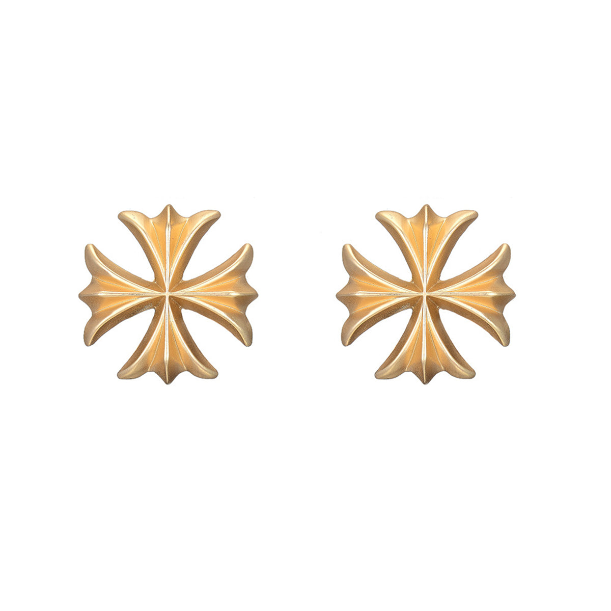 Chic gold cross stud earrings in 18K gold plating, offering a sophisticated touch to elevate your everyday look.
