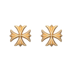 Chic gold cross stud earrings in 18K gold plating, offering a sophisticated touch to elevate your everyday look.