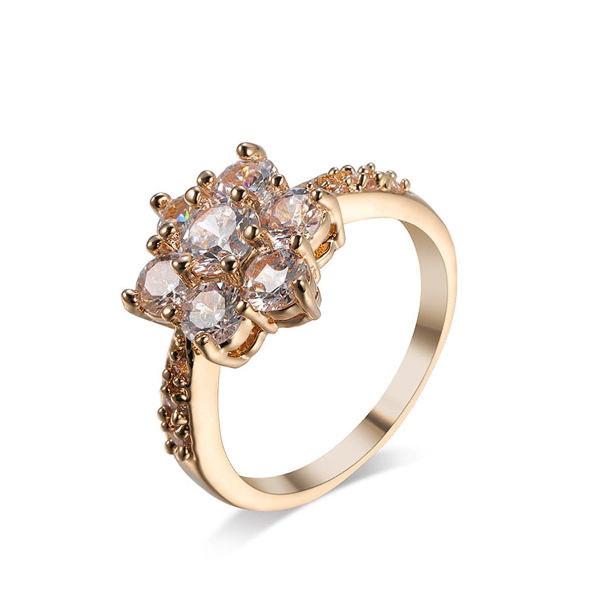 Cubic Zirconia and 18K Gold Plated Sunflower Ring, gold statement rings for women, elegant gift for her, styled look