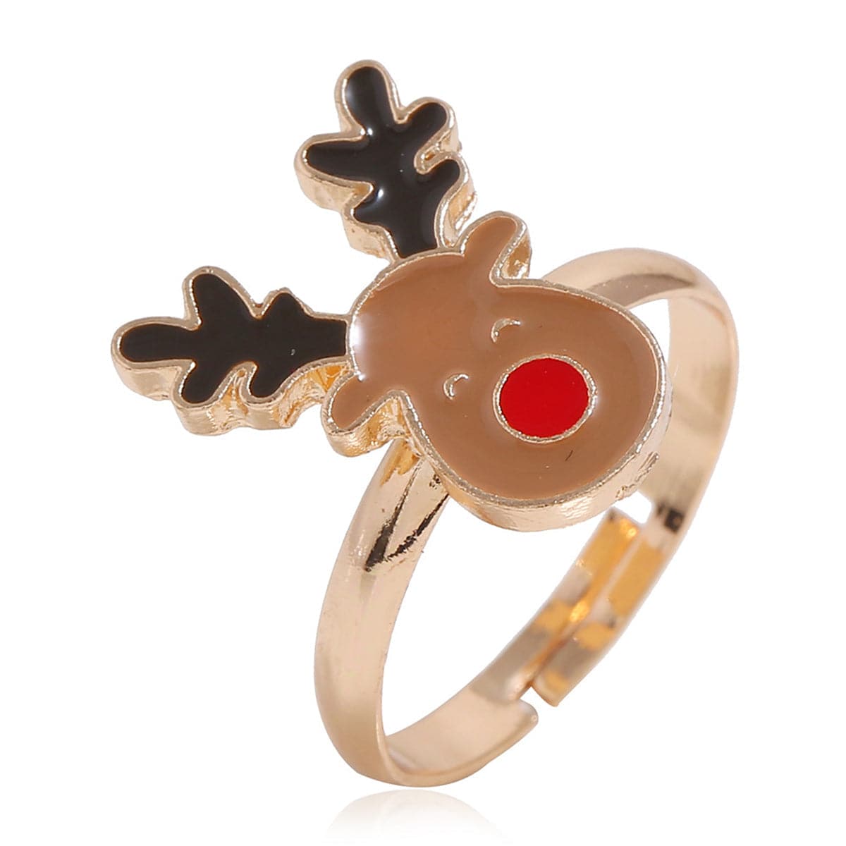 Brown Enamel & 18K Gold-Plated Reindeer Jewelry Set