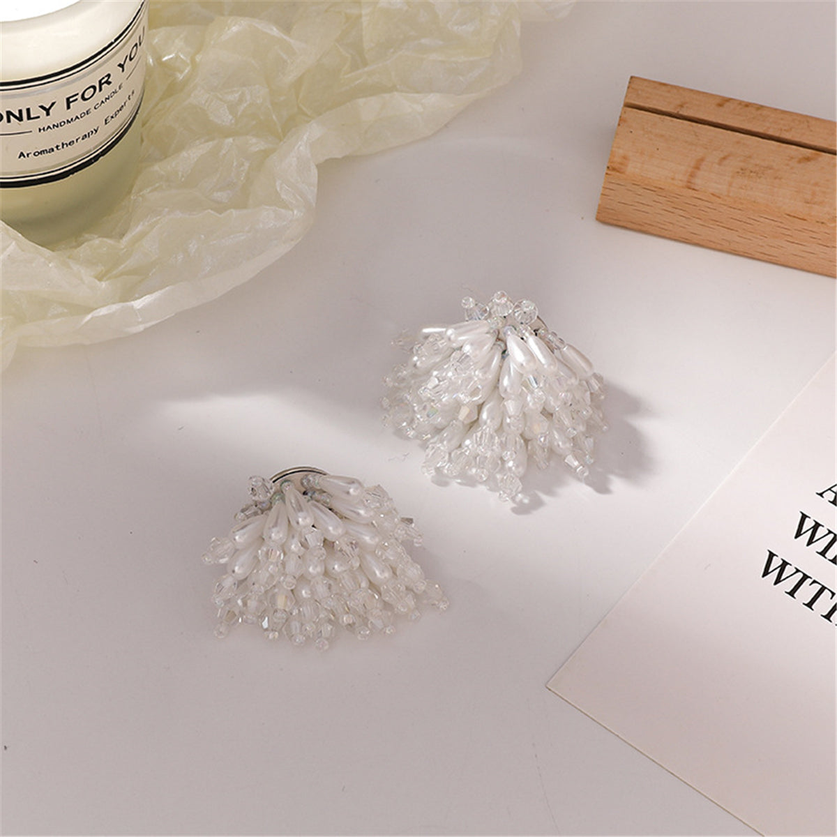 Pearl & Acrylic Silver-Plated Cluster Stud Earrings