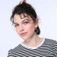 Blue & Goldtone Pom-Pom Moon Drop Earrings