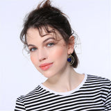 Blue & Goldtone Pom-Pom Moon Drop Earrings