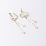 Imitation Pearl & Cubic Zirconia Heart Tassel Drop Earrings