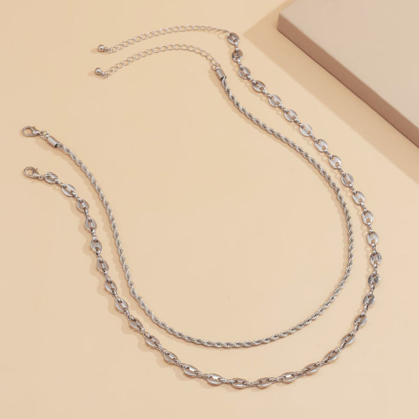 Silvertone Intertwined Layered Necklace
