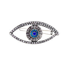 Cubic Zirconia & Silver-Plated Evil Eye Hair Clip