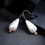 Cubic Zirconia & Pearl 18k Gold-Plated Hook Drop Earrings