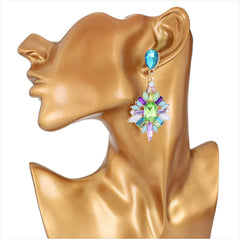 Blue cubic zirconia & 18k Gold-Plated Bezel-Set Cluster Drop Earrings - streetregion