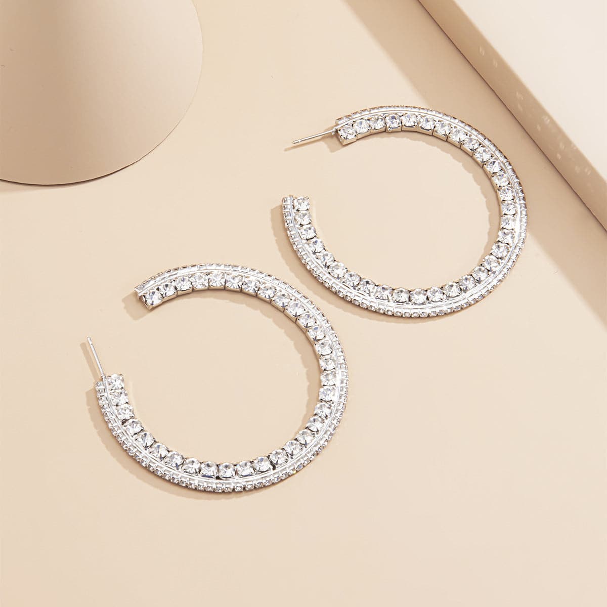 Cubic Zirconia & Silver-Plated Hoop Earrings