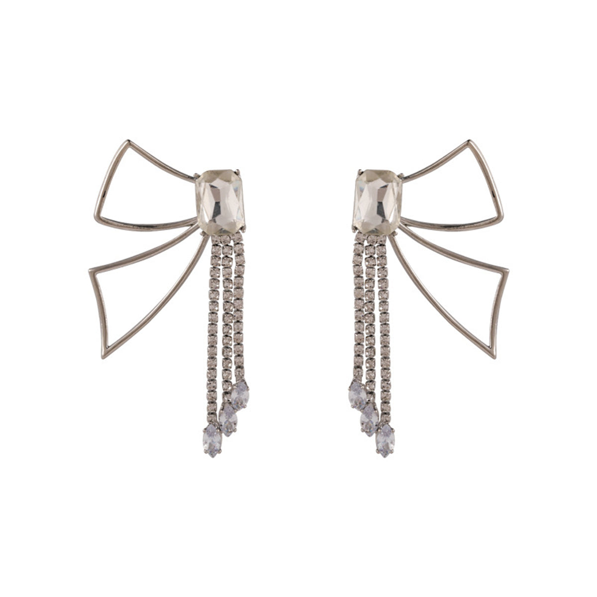 Crystal & Cubic Zirconia Tassel Abstract Butterfly Drop Earrings