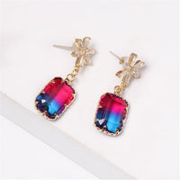 Cubic Zirconia & Blue Crystal Ombré Princess-Cut Drop Earrings