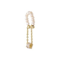Pearl & Cubic Zirconia Cylinder Charm Clip-on Earring