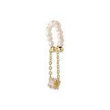 Pearl & Cubic Zirconia Cylinder Charm Clip-on Earring