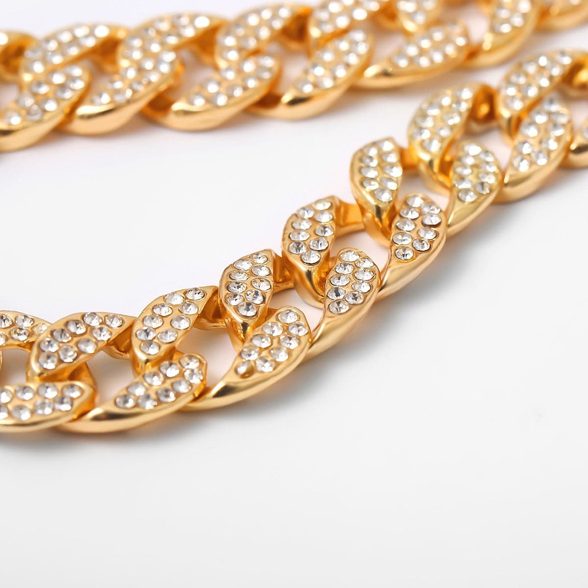Cubic Zirconia and 18K Gold-Plated Curb Chain Choker Necklace, chunky gold choker necklace, everyday style, lifestyle look