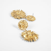 Goldtone Floral Dual-Mum Drop Earrings