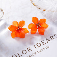 Orange Acrylic & 18k Gold-Plated Floral Stud Earrings
