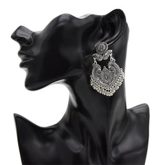 Silver-Plated Floral Bell Drop Earrings