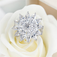 Crystal & Silver-Plated Flower Ring