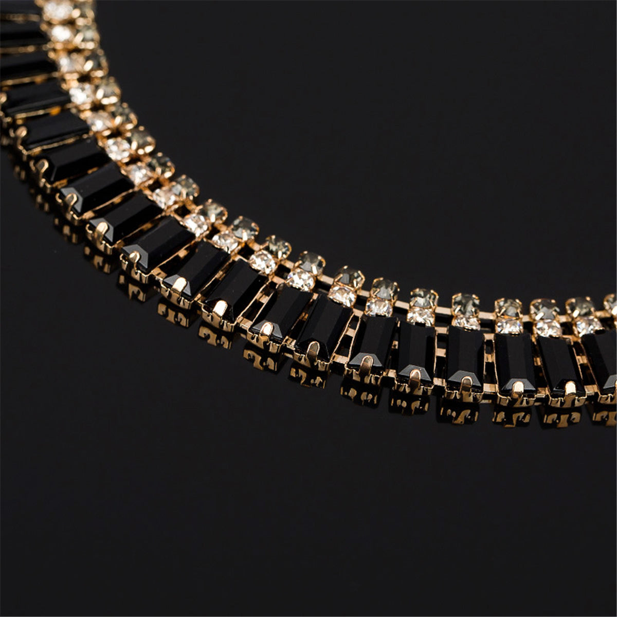 Black Crystal and Cubic Zirconia Drop Earrings and Statement Necklace, drop earrings for women, lifestyle look