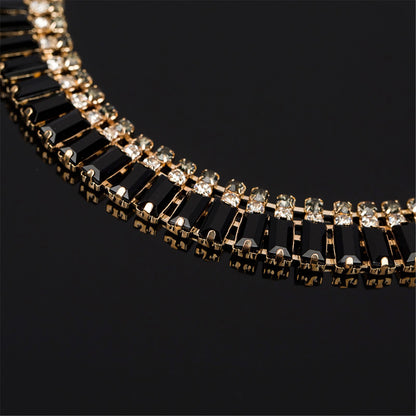 Black Crystal and Cubic Zirconia Drop Earrings and Statement Necklace, drop earrings for women, lifestyle look