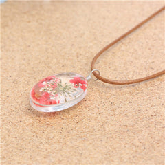 Red Peach Blossom Pendant Necklace