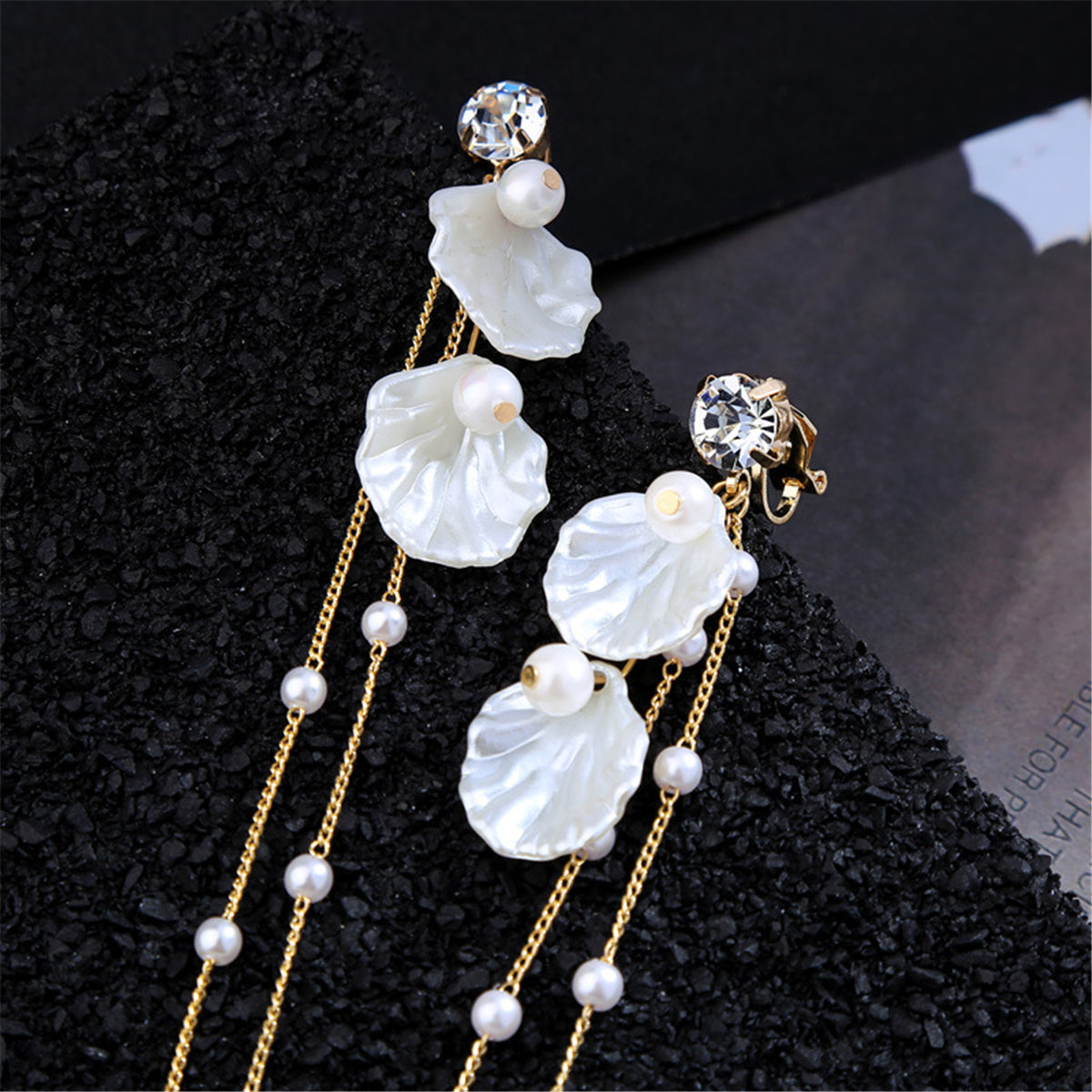 Pearl & Shell Cubic Zirconia 18K Gold-Plated Petals Drop Earrings
