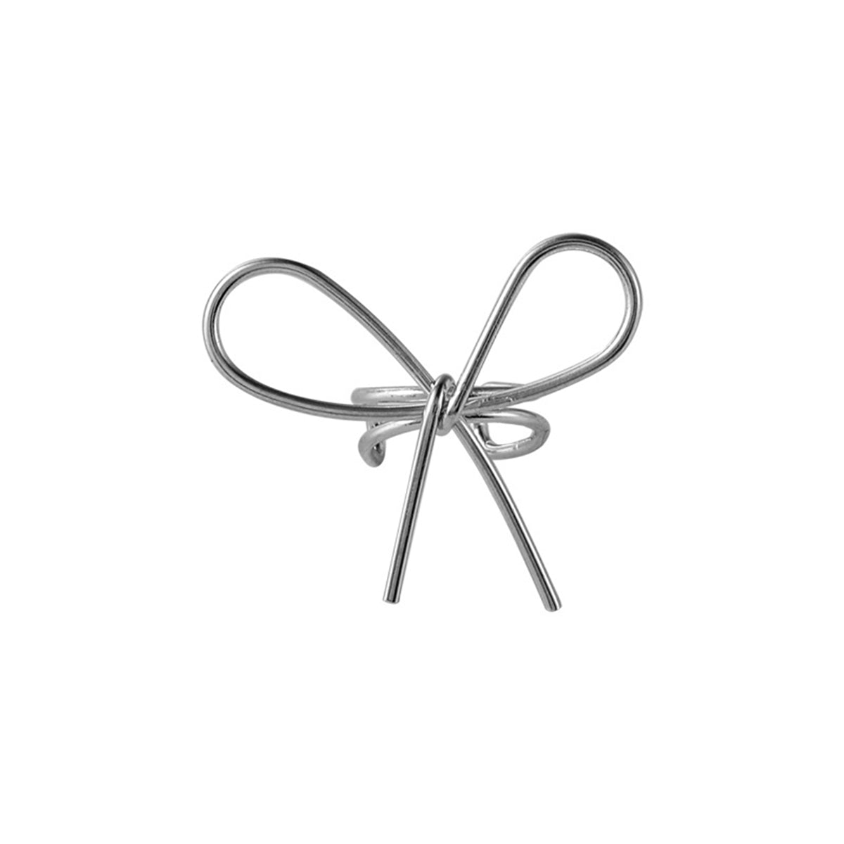 Silver-Plated Bow Ear Cuff, silver stud earrings for women, dainty minimalist design, side view