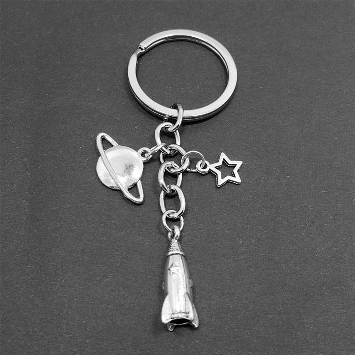 Silver-Plated Rocket Key Chain