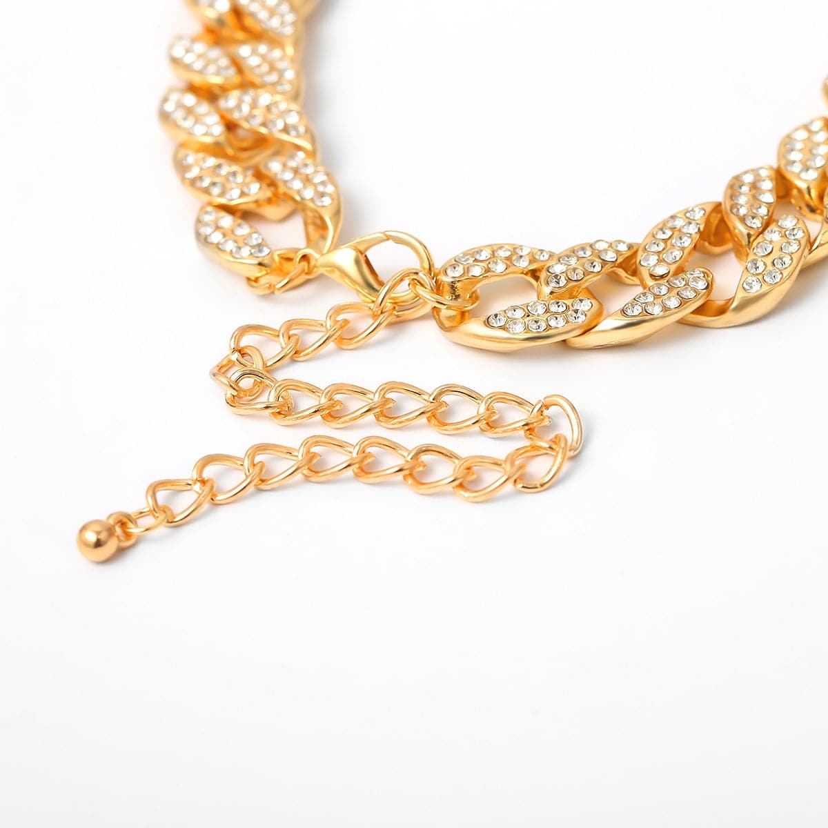 Cubic Zirconia and 18K Gold-Plated Curb Chain Choker Necklace, chunky gold choker necklace, everyday style, styled look