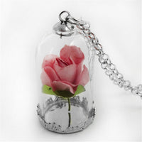Silver-Plated & Velvet Rose Pendant Necklace