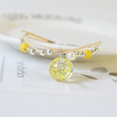 Ceramic & Yellow Gypsophila Resin Charm Bracelet