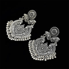 Silver-Plated Floral Bell Drop Earrings