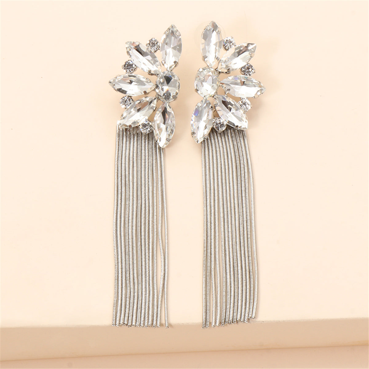 Crystal and Silver-Plated Botany Tassel Drop Earrings, silver drop earrings for women, lifestyle look