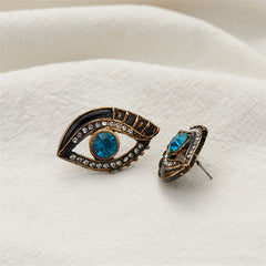 Cubic Zirconia & Enamel 18K Gold-Plated Evil Eye Stud Earrings