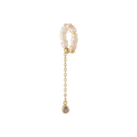 Pearl & Cubic Zirconia Tassel Charm Clip-on Earring