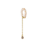 Pearl & Cubic Zirconia Tassel Charm Clip-on Earring