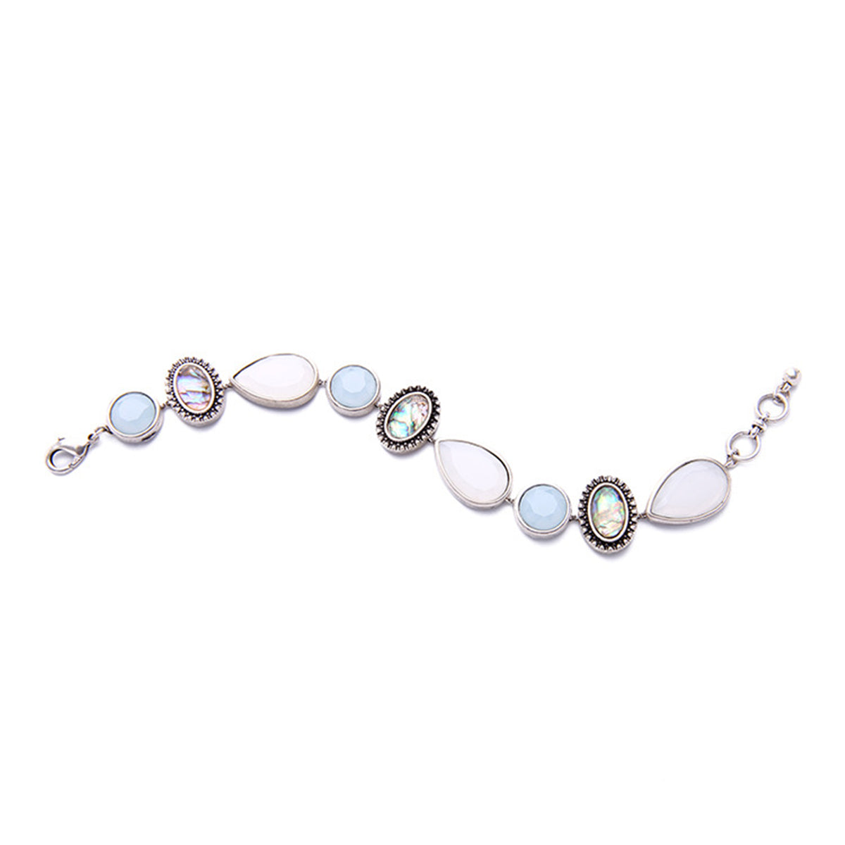 Abalone Shell & Resin Round Cut Bezel Tennis Bracelet