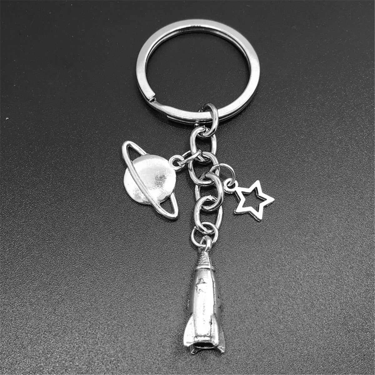 Silver-Plated Rocket Key Chain