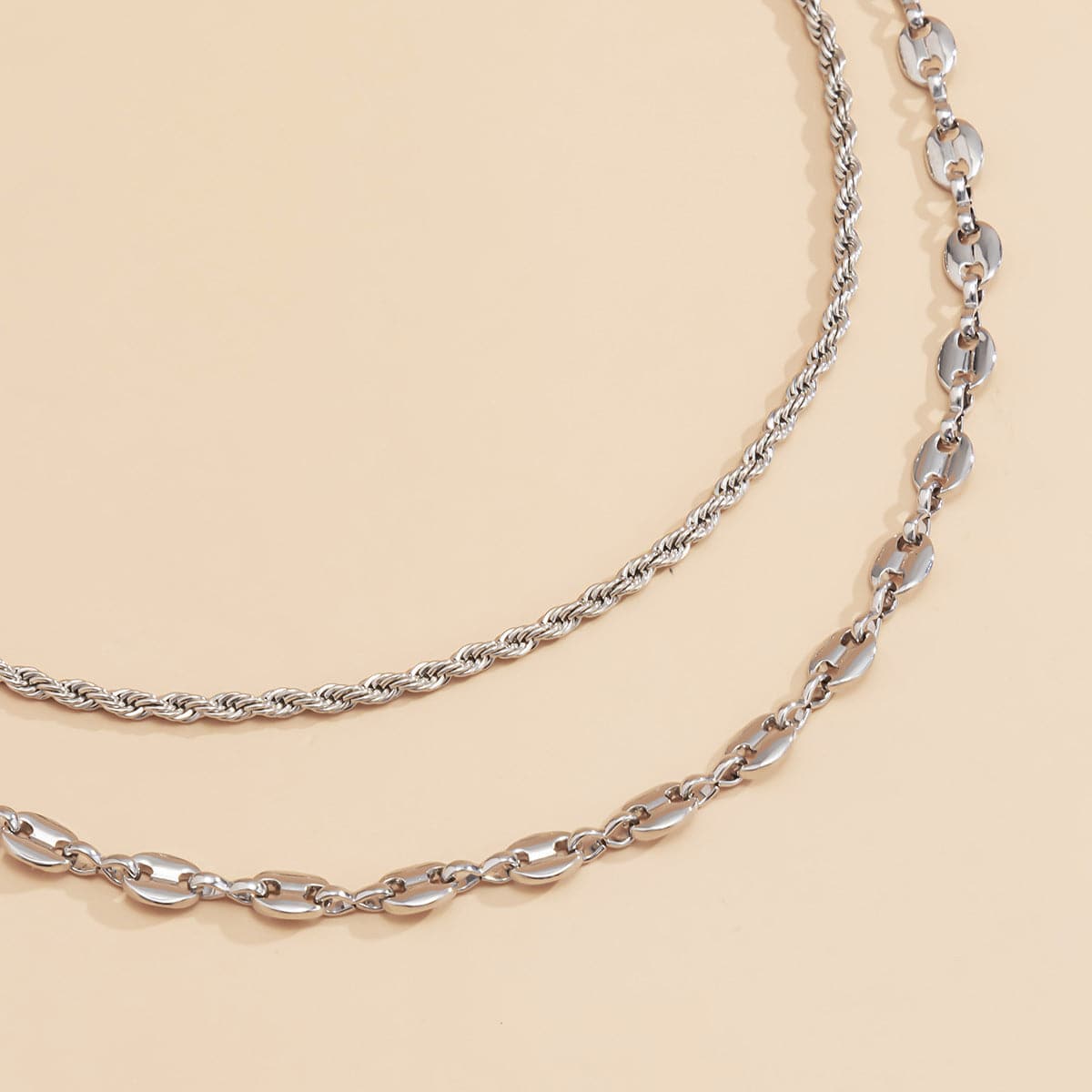 Silver-Plated Intertwined Layered Necklace