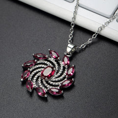 Purple Crystal & Silver-Plated Vortex Pendant Necklace